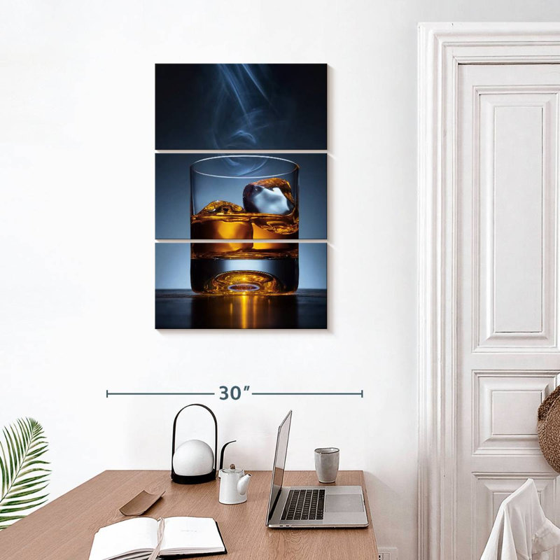 " Cool Whiskey " 3 - Pieces, 32" H x 20" W x 1.25" D