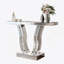 Console à miroir de 43 pouces, canapé d'entrée argent moderne avec pieds courbés incrustés de pierre, décoration glamour et polyvalente pour le salon et le couloir