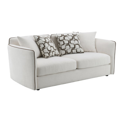 Causeuse en chenille beige avec 4 coussins Yolanda