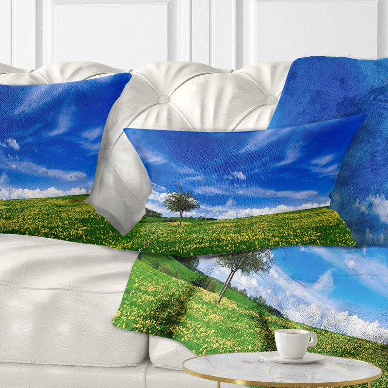 Spring Landscape Green Fields - Landscape Printed Throw Pillow