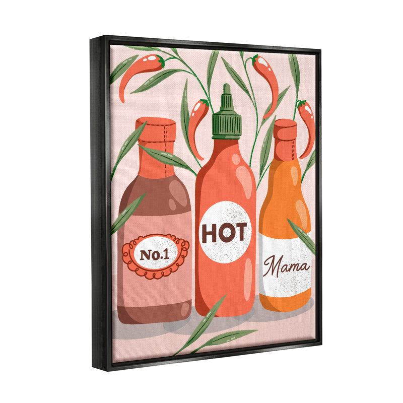 «No.1 Hot Mama Chili Sauce» par Dominika Godette, impression, Cadre flottant noir de jais, H 21 po x l 17 po x P 1,7 po