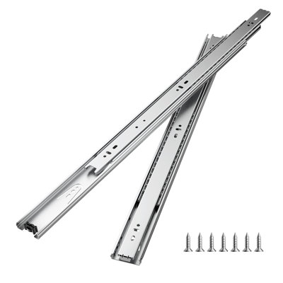 Glaciers de tiroir, 56 cm (22 po), 10 paires, rails à billes à extension complète pour armoire, capacité de charge de 45 kg (100 lb), glissières latérales robustes pour tiroirs de commode, glissières de tiroir pour le remplacement de tiroirs de cuisine à faire soi-même