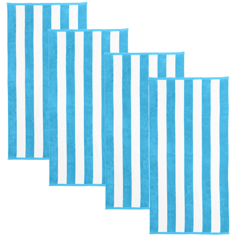 100% Cotton Absorbent & Quick-Dry Cabana Beach Towels, Air Blue