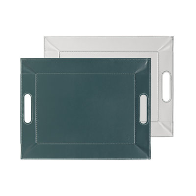 Ensemble de plateau convertible et napperon réversible Freeform (4) - bleu sarcelle et blanc