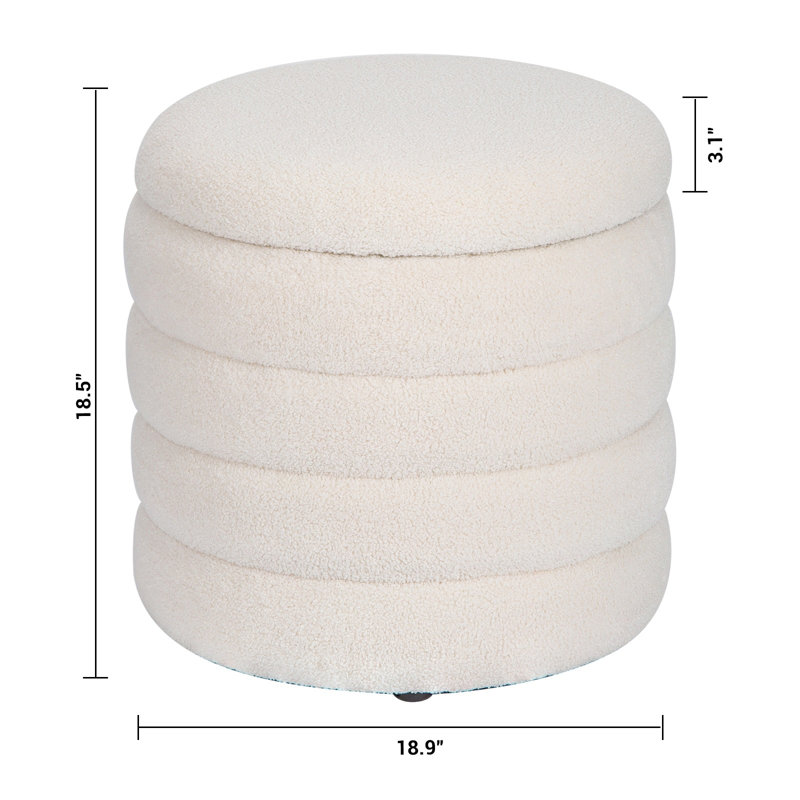 Tabouret de repose-pieds rembourré en fausse fourrure avec rangement 18 po Maisie 