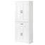 Grande armoire blanche avec tablettes réglables - portes, tiroir, unité de rangement peu encombrante, conception de salle de bain-977729302-977729299