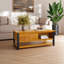 Table basse Trapeze, pieds en fer - brun teck-115186936