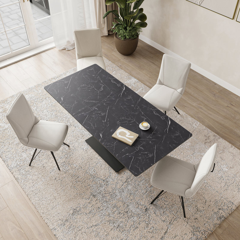 Cykana Metal Base Dining Table, Black