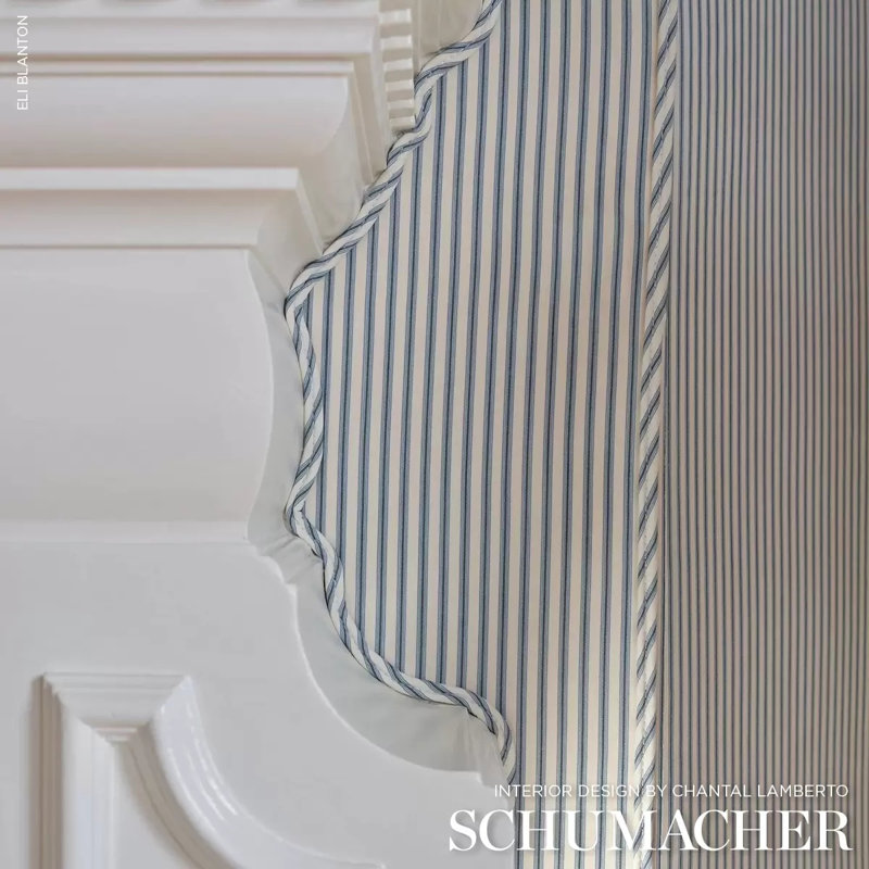 Wellfleet Ticking Stripe Fabric, Ocean