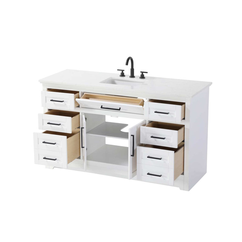 Meuble-lavabo simple 60 po blanc, Blanc, 60"