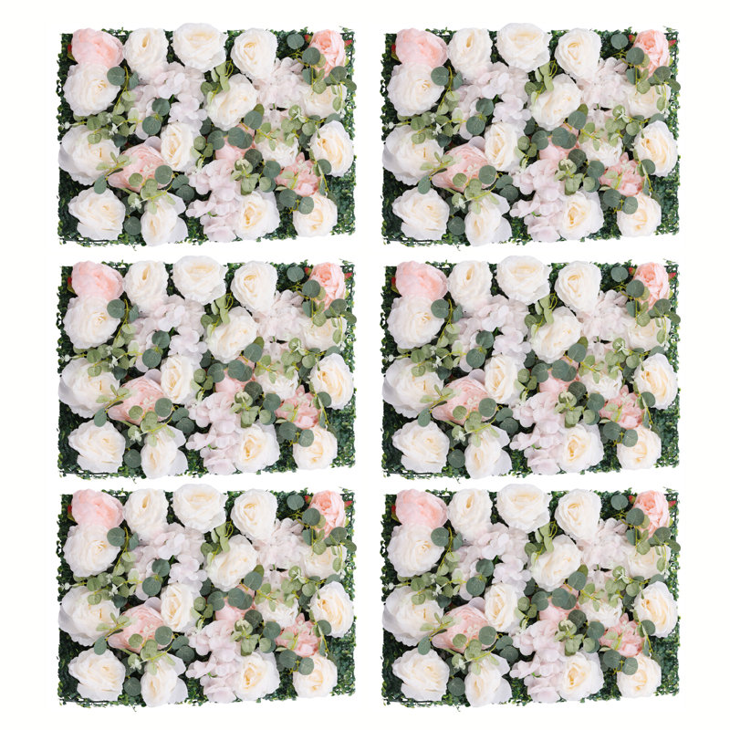  Ensemble de 6 panneaux muraux, Blanc / rose