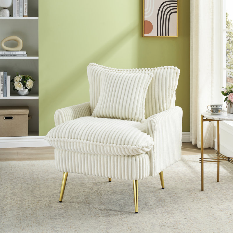 Canapé simple en velours côtelé beige de 77 cm (30,31 pouces), idéal pour les locations de vacances et les maisons modernes confortables et élégantes.