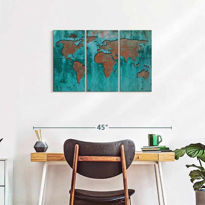 Impression sur mappemonde, impression sur toile, H 20 po x l 33 po x 1,25 po