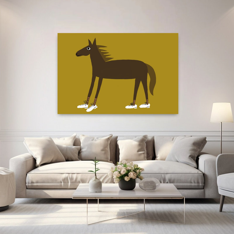 Cheval en espadrilles, art mural minimaliste moderne