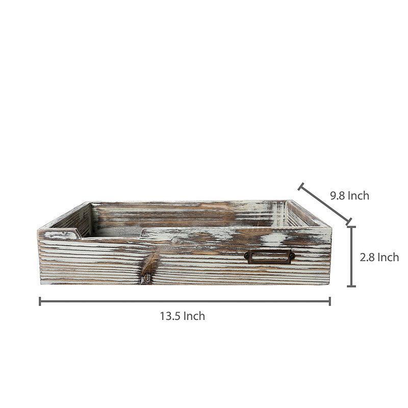 Palmerton Wooden Stackable Serving Tray Paper Organiser, Torched Wood