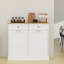 Armoire poubelle de cuisine à deux tiroirs et deux compartiments inclinables - blanc
