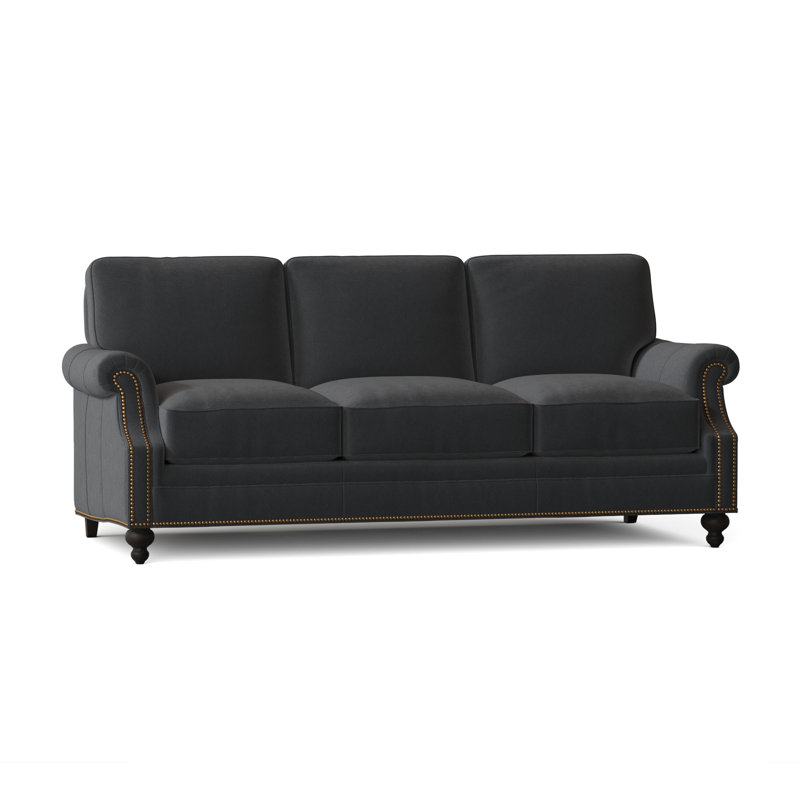 West Sofa, Aline Fumo Genuine Leather, Cobblestone, French Natural