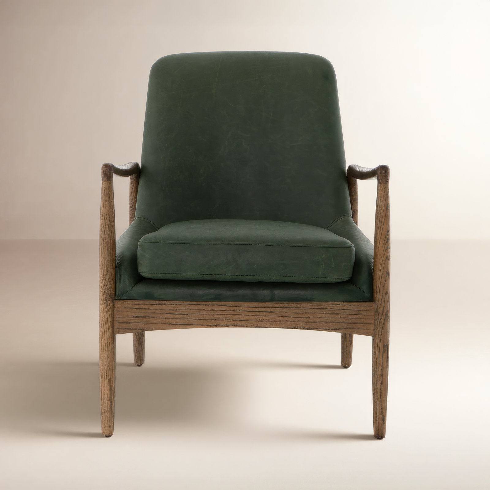 Bogota Genuine Leather Armchair, Green Genuine Leather