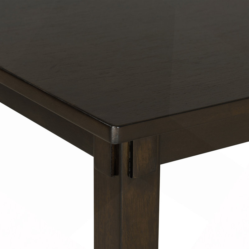 Ensemble de 6 tables de salle à manger en bois, 4 chaises en tissu et banc, Espresso