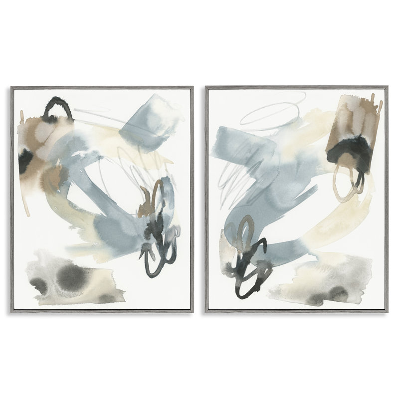 Abstrait gris aquarelle brun, ensemble de 2 giclées par June Erica Vess, Estampe numérique Farmhouse, H 20 po x l 16 po