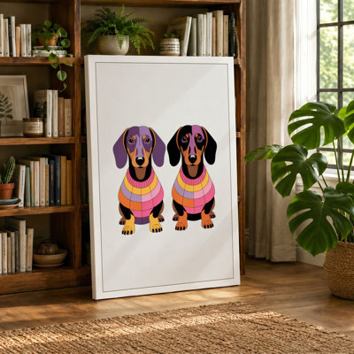 Dachshund Pair Modern - Wrapped Canvas