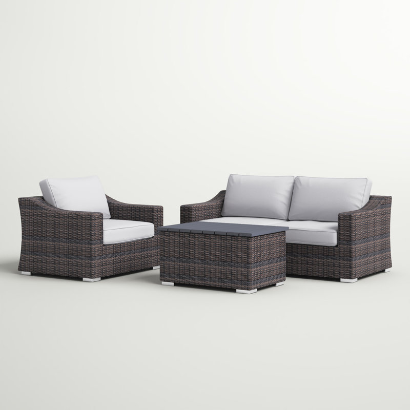 Dayse Wicker Fully Assembled 3 - Person Seating Group with Cushions, Espresso