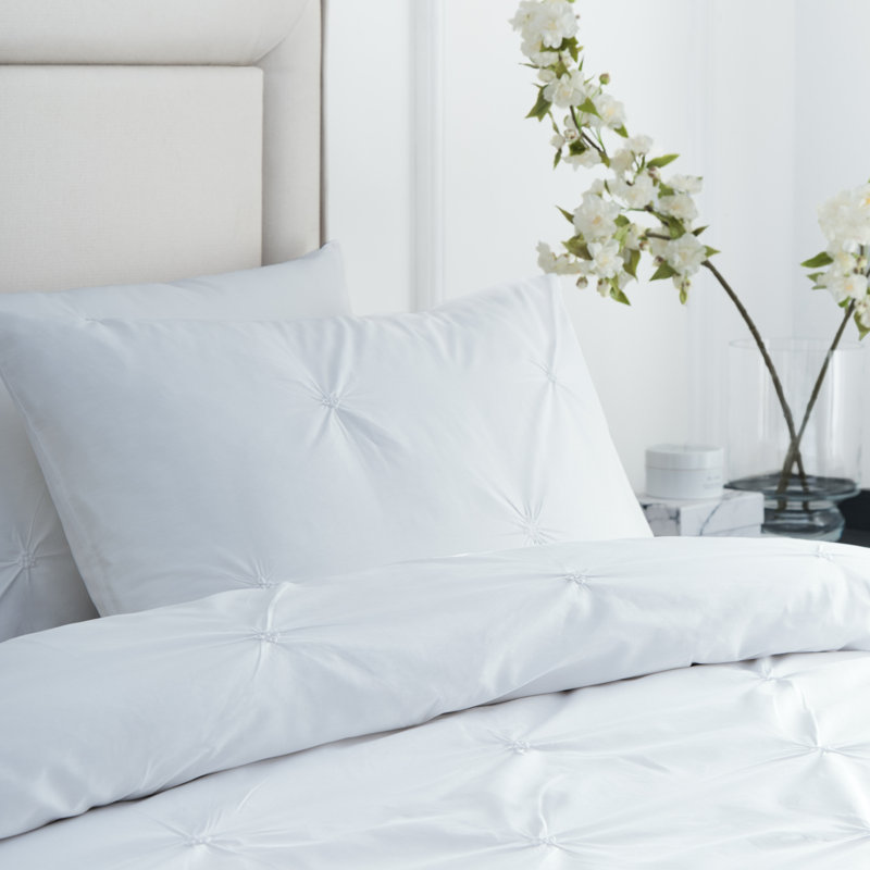 Elysia Cotton Duvet Cover Set Set, Double Duvet Cover + 2 Standard Pillowcases, White