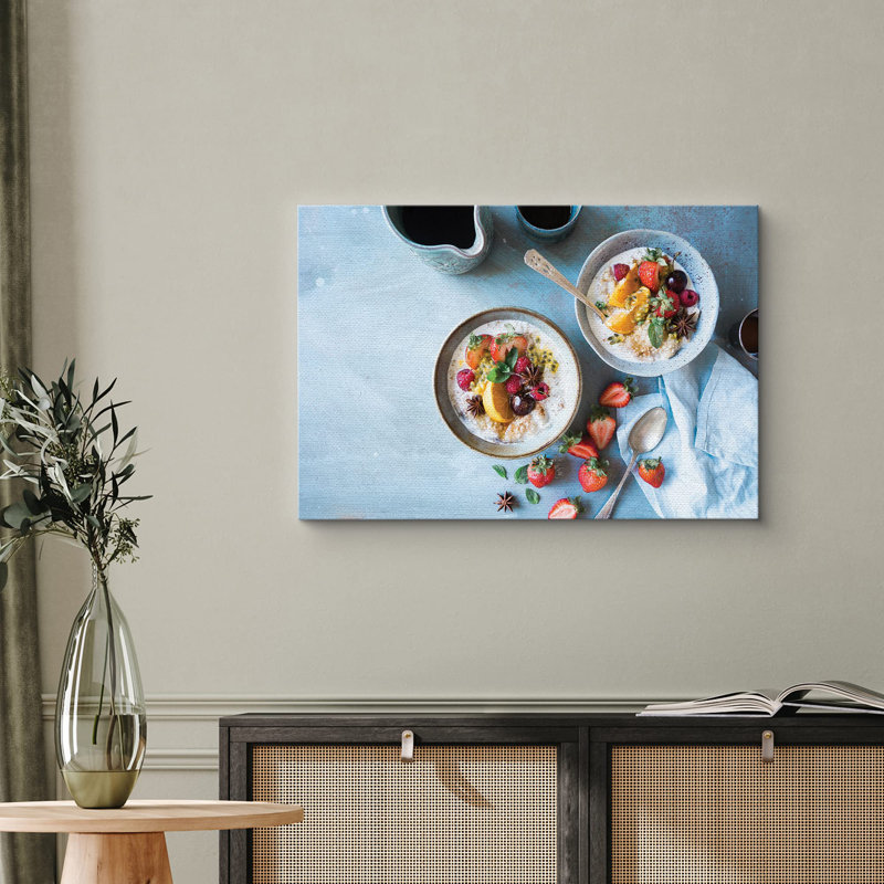 Avoine avec fraises, oranges et cerises, H 24 po x l 36 po