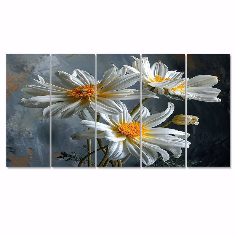 Shelva - marguerite, art mural 5 pièces, H 28 po x l 60 po