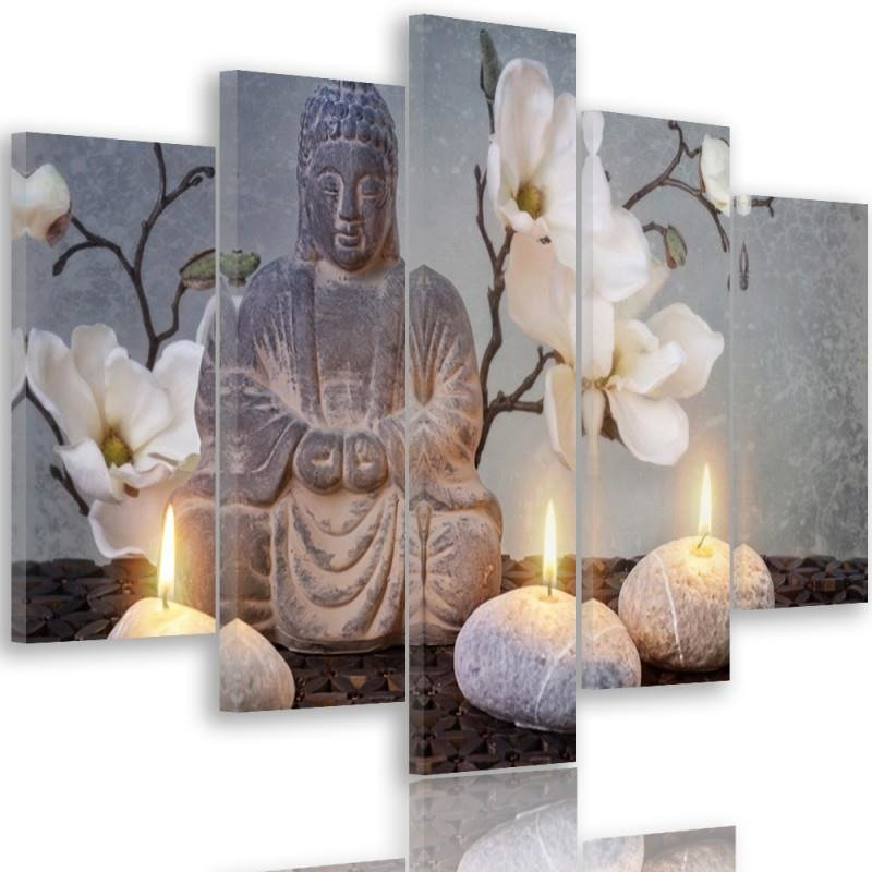 Buddha Zen - 5 Piece No Frame Print on Canvas