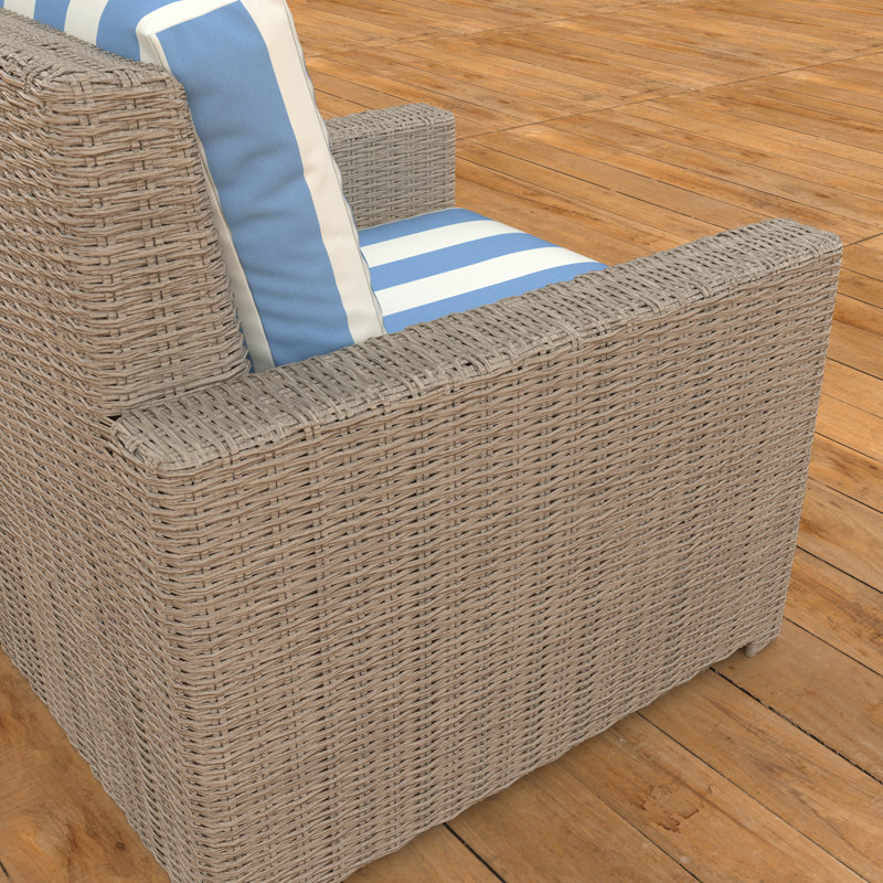 Chaise d'extérieur Henri avec coussins Sunbrella, Refuge Ocean