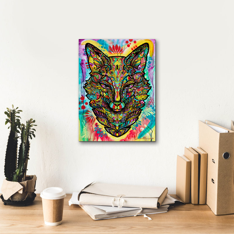 «Spiritual Fox» par Dean Russo, art mural sur toile, H 16 po x l 12 po x P 0,75 po