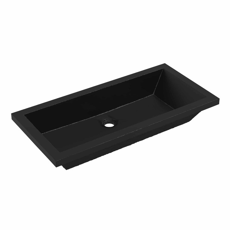 Arcata 30" Undermount Concrete Trough Bathroom Sink, Charcoal