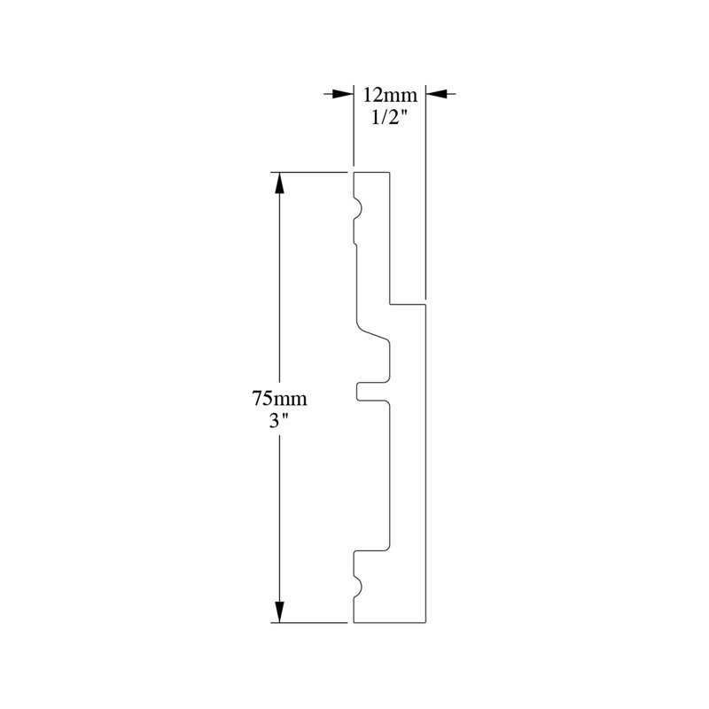 White High Impact Polystyrene Baseboard Moulding 78"