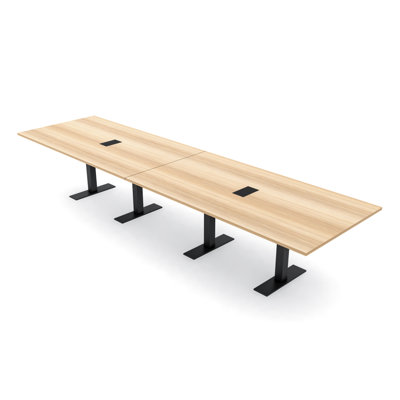 Table de conférence rectangulaire avec base en T en métal | Unité électrique