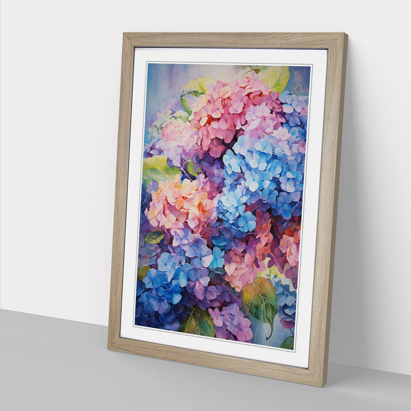 Hydrangea Action No.2 - Framed Print, Oak , 64cm H x 46cm W x 2cm D
