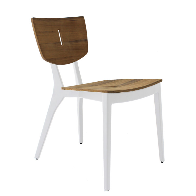 Diuna Outdoor Teak Dining Side Chair, White
