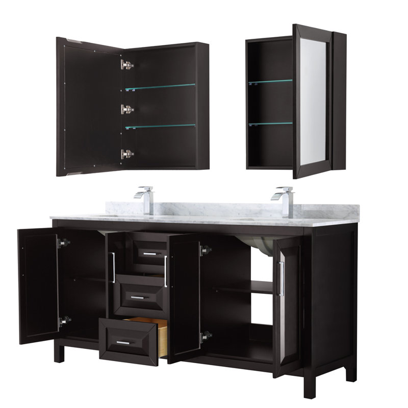 Daria 72'' W Double Vanity, Dark Gray, Polished Chrome, White Cultured Marble