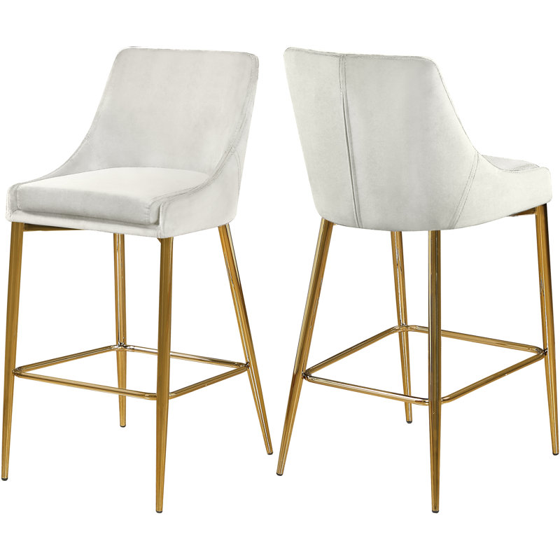 Tabouret de bar 27,5 po Karina, Doré, Velours crème