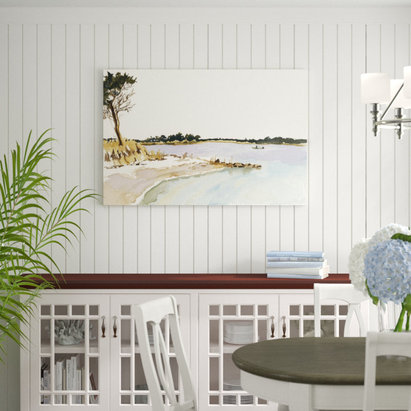 Minimalist Coastline I by Dianne Miller - Painting Print, 81cm H x 122cm W, Black Floater Framed