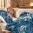 Premium Flannel Lightweight Blanket & 2 Pillow Shams Set with Expressive Blue Ocean Waves in Textured Oil Paint, Ultra-Soft & Warm Cozy Bedding Set for All-Season, 60" x 80" Blanket + 2 Pillowcases Anti-Pilling & Machine Washable(Set of 3)