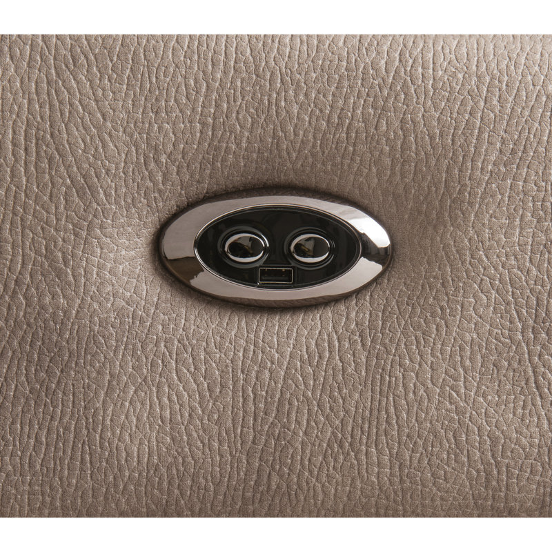 Canapé modulaire confortable inclinable en nubuck avec porte-gobelet et structure intérieure, Similicuir moka