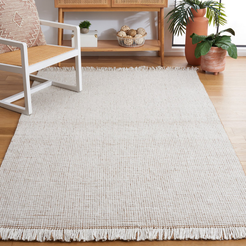 Tapis ivoire / naturel tissé à la main Layth, Rectangle 4 pi x 6 pi