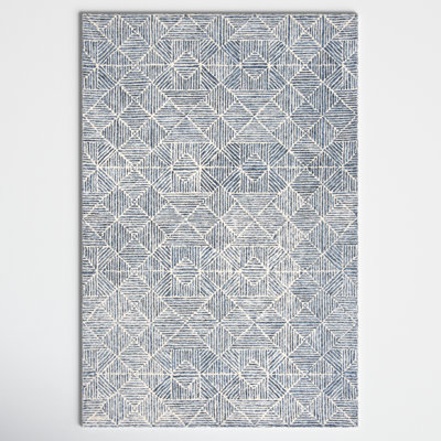 Linsly Handmade Blue/Ivory Rug