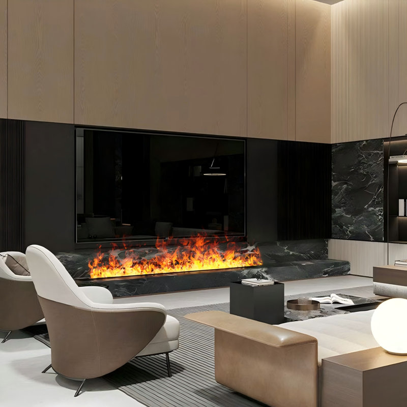 Foyer électrique encastré de 47,24 po avec fonction simulée de flamme et d'humidification, 6.69" H x 47.24" W x 9.45" D