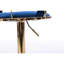 2 tabourets de bar, surface en velours bleu, pieds dorés, repose-pieds et base, hauteur réglable par outil de levage mécanique de 2 pieds avec instrument traversant