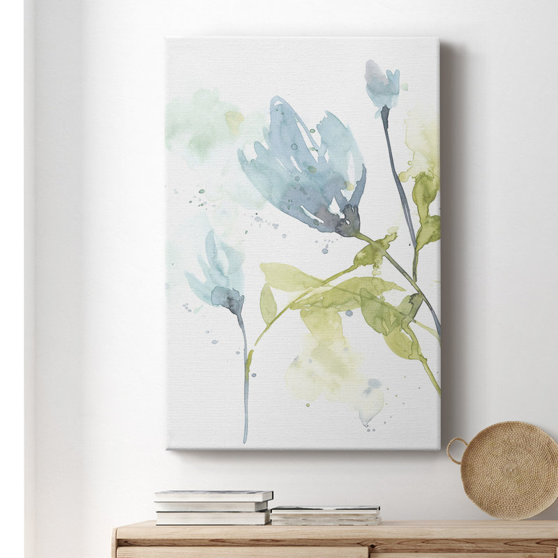 Cerulean Splash I - peinture sur toile tendue, H 18 po x l 12 po x P 1,5 po