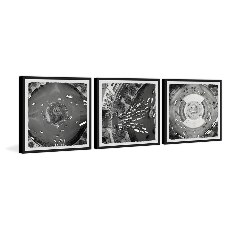 " Traffic Circle Triptych " 3 - Pieces, 12" H x 12" W