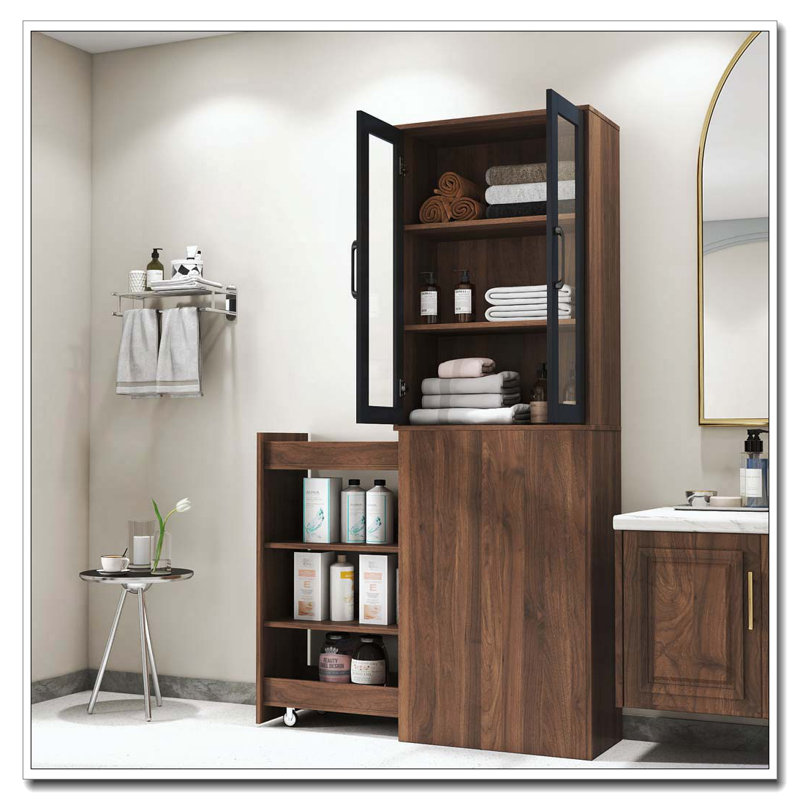 Vitrine avec tablettes coulissantes, Noyer