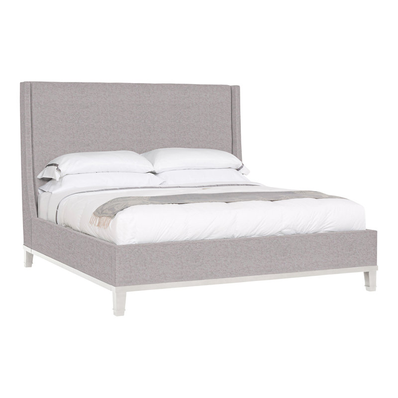 Michael Weiss Solid Wood Wingback Bed, Nadia Linen, Casa Blanca
